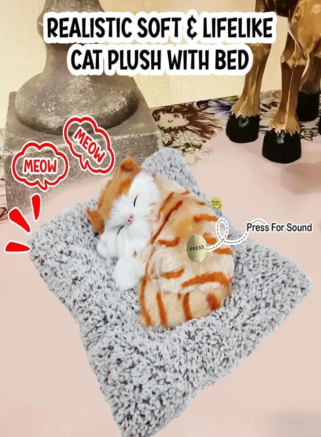 REMICH Cute Sleeping Cat Plush Toy with Meow Sound, Gift for Kids Car Dashboard Accessories & Office, Desk - 1Pcs, Multicolor - Image 4